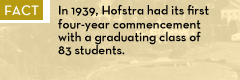 In 1939 Hofstra had its first four-year commencement with a graduating class of 83 students.