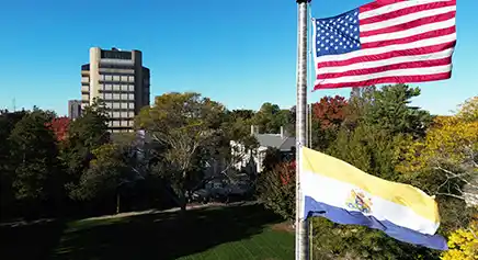 Aerial short of Hofstra University campus