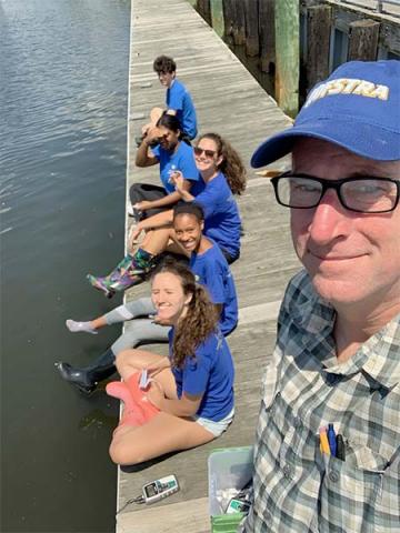 Students and Professor on Dock