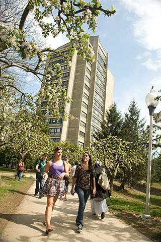 Students in front of Tower