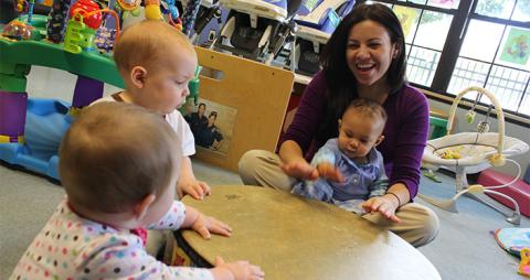 Babies playing the drum