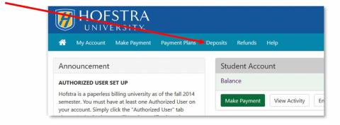 4.	Click on Deposits tab.