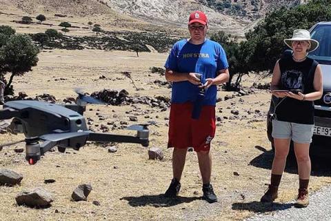 Students using a drone