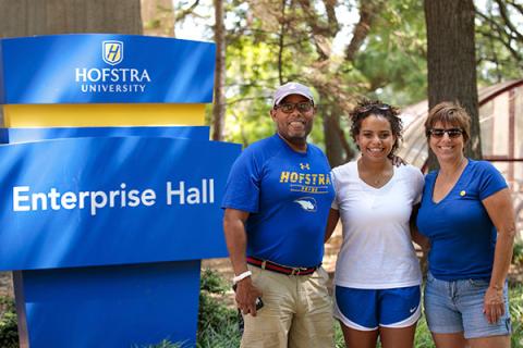 Parents, student, Enterprise Hall