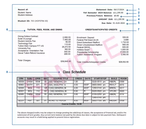 Bursar Billing Sample