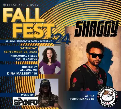 Hofstra University Fall Fest 24 - Shaggy - Saturday, September 28, 2024 - Intramural Fields - Hosted By Alumna MC Dina Massey - Music by Spynfo - with a performance by Hello Brooklyn New York