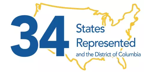 34 states represented and the District of Columbia