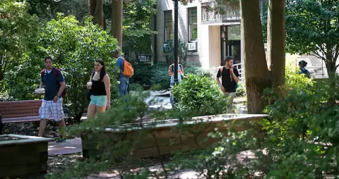 campus beauty, students walking