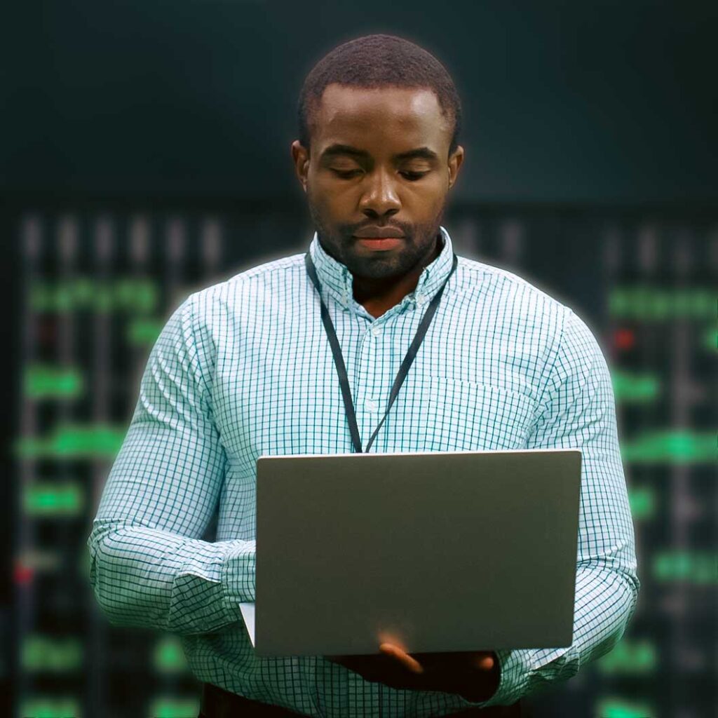 IT worker with laptop